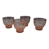 4 verres ambrés à base étoilée – France, années 40-50