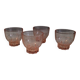 4 amber glasses with star-shaped bases – France, 1940s-1950s