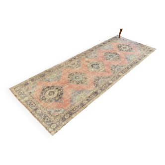 Tapis de course oushak turc de couleur sourdine rustique de 5x13 pieds de long, cuisine, couloir, chambre à coucher, moon.109