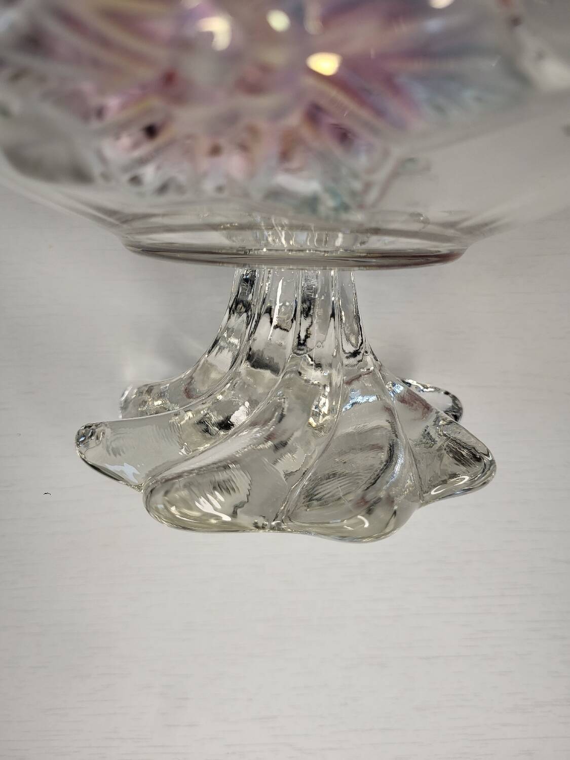 Footed glass fruit bowl