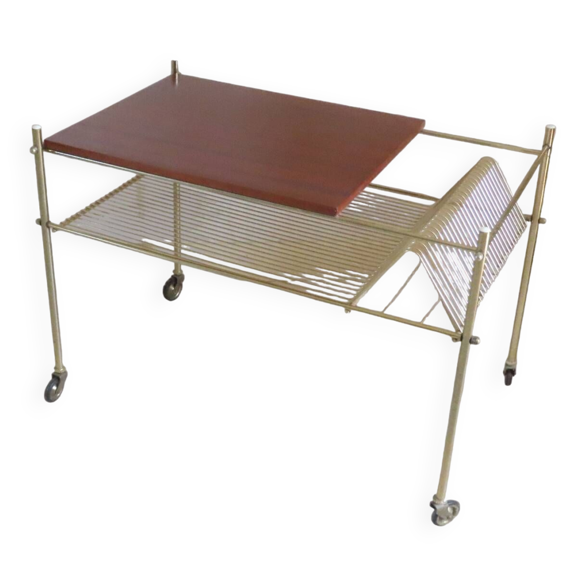 Vintage coffee table with rack Serving trolley on wheels