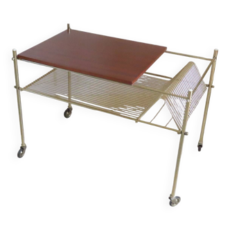 Vintage coffee table with rack Serving trolley on wheels