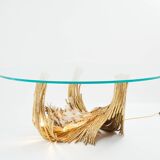 Table à manger sculpture laiton cristaux de roche Isabelle Faure 1970
