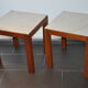 Pair of wooden and marble side tables