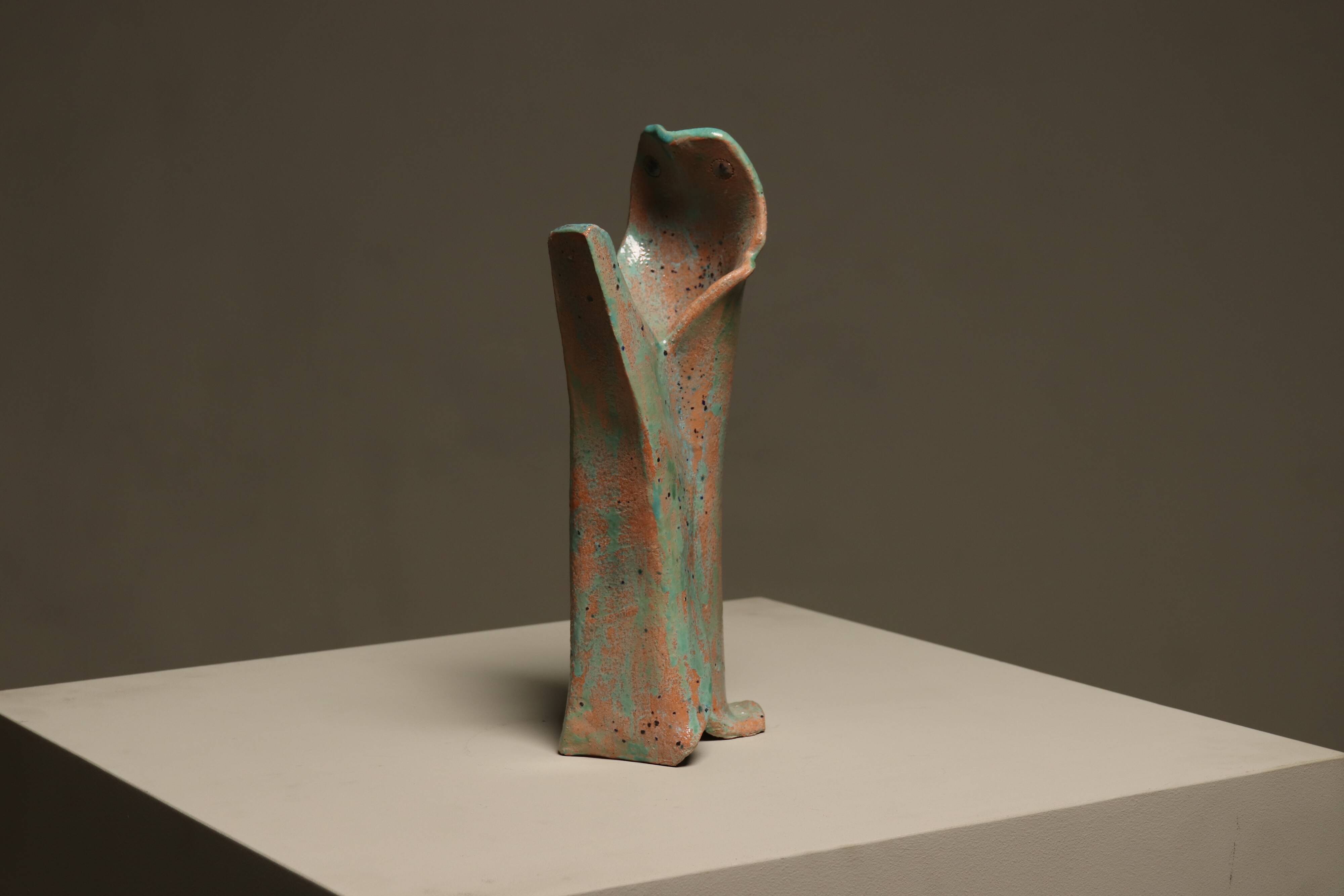 Studio pottery free form raku glazed sculpture 1990s