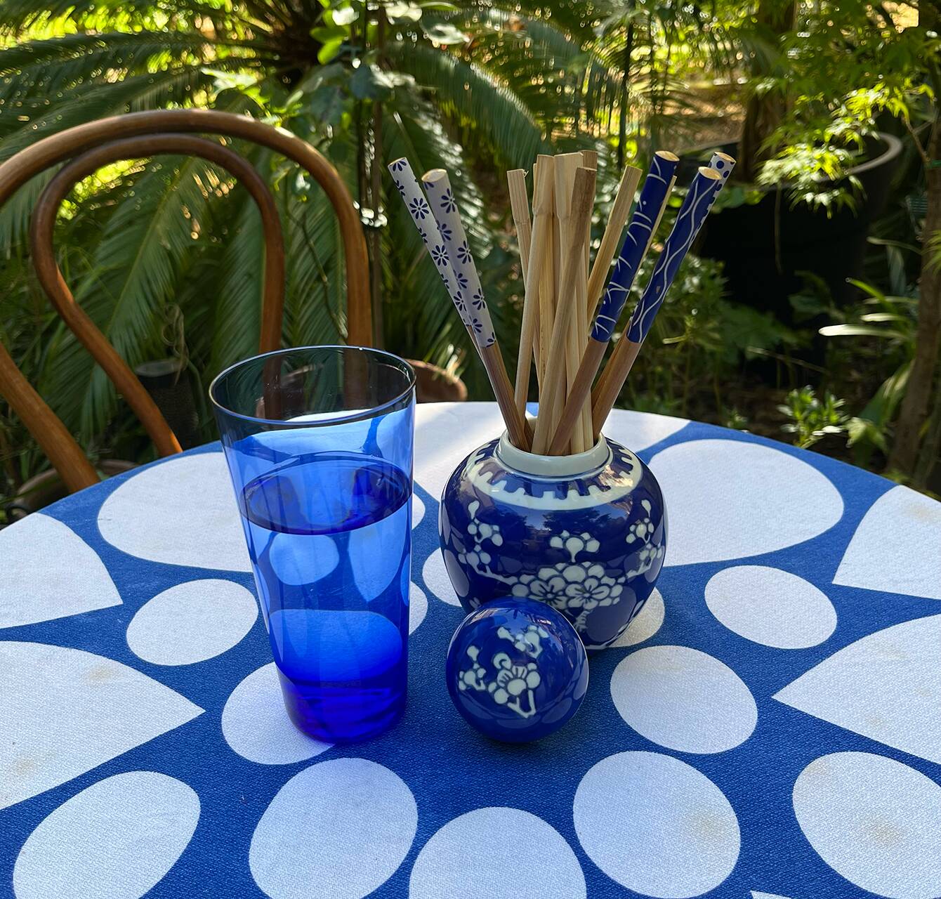 Vintage ginger jar in porcelain