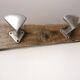 Former farm coat rack - 4 metal patères - wood support - 50s