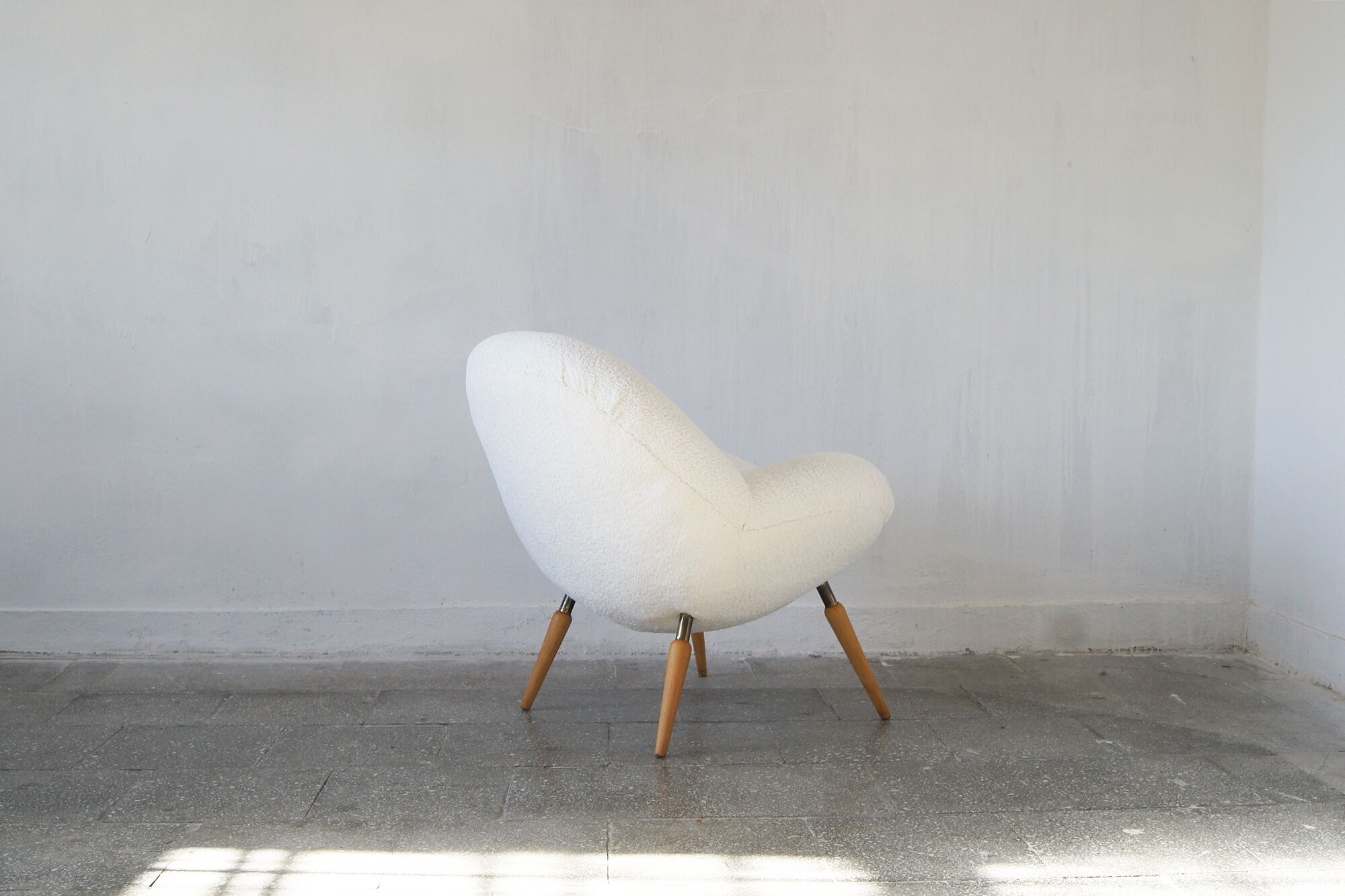 Lounge chair with boucle fabric by Fritz Neth for Correcta, 1950s