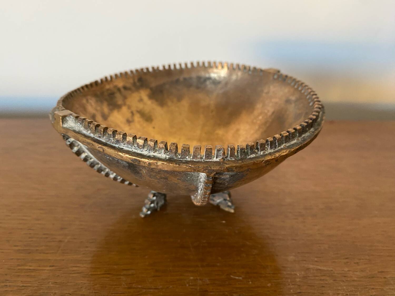 Antique Gilt Bronze Tripod Cup Tray Vintage Decoration #C283