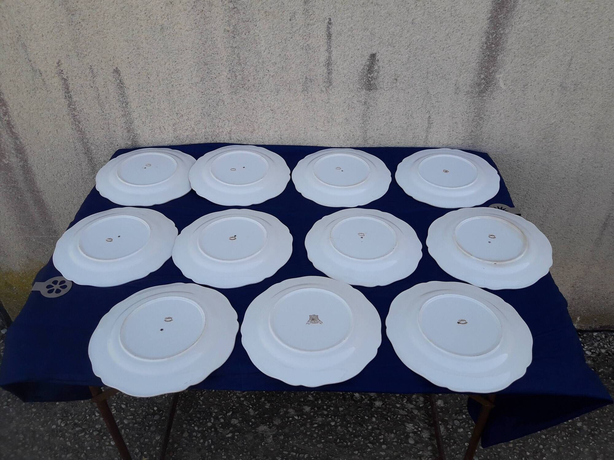 11 plates of earthenware from Gien model Châteaux de la Loire ar 22 cmmoiries diam