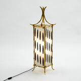 Pair of brass lantern lamps and fabrics from Maison Baguès 1960