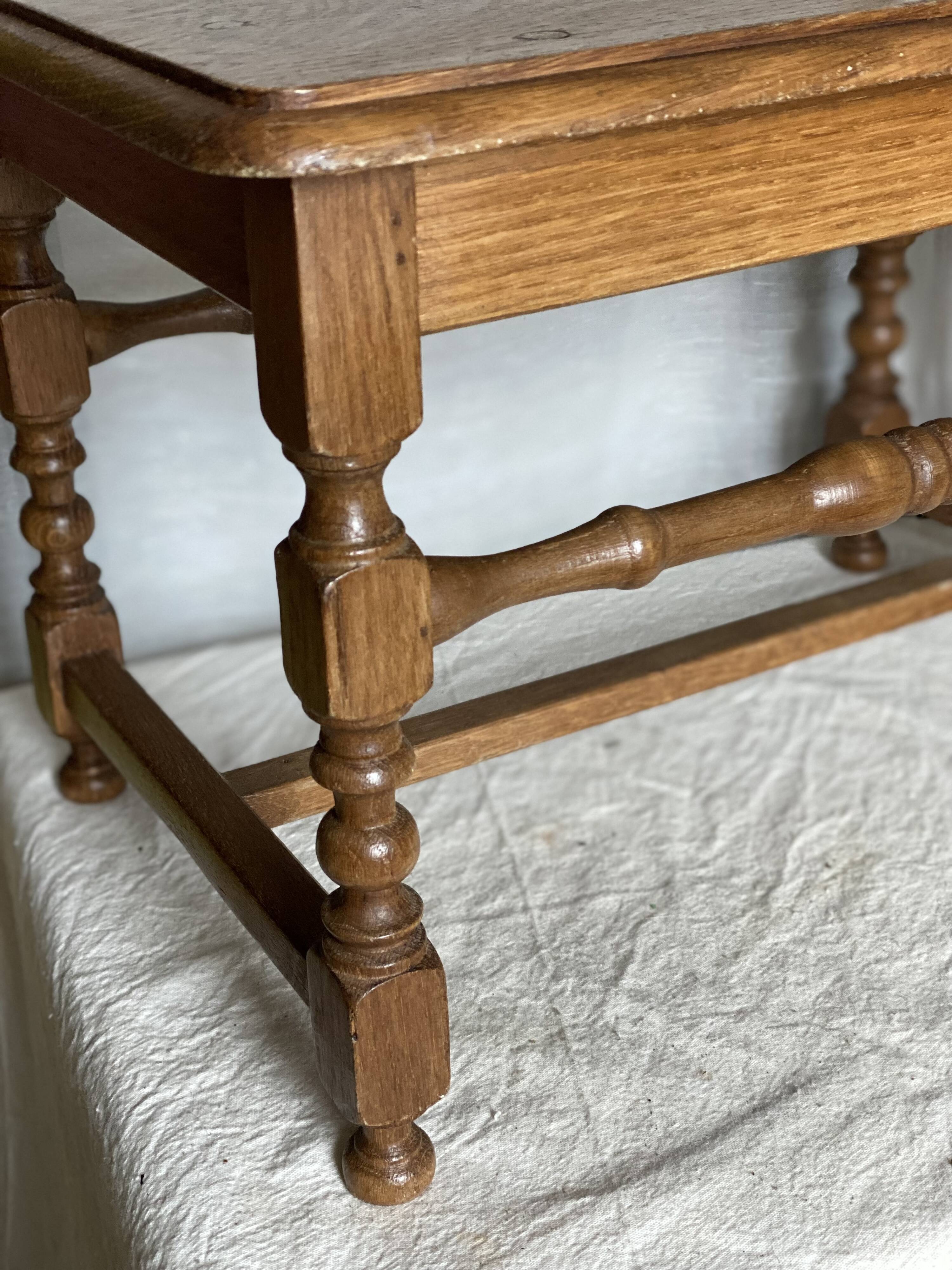 Low stool, thin turned legs with spacer
