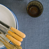 Salt blue washed linen tablecloth