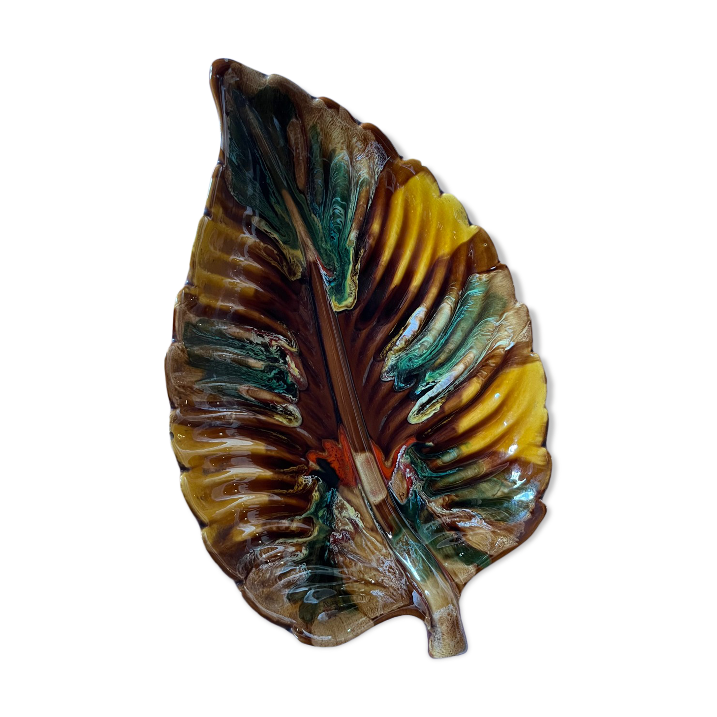 Vintage Vallauris leaf fruit bowl