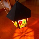 Pendant light, stained glass vestibule lantern