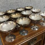 Christofle France: Beautiful set of 12 quality silver metal ice cream cups