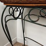 Rattan console and wrought iron