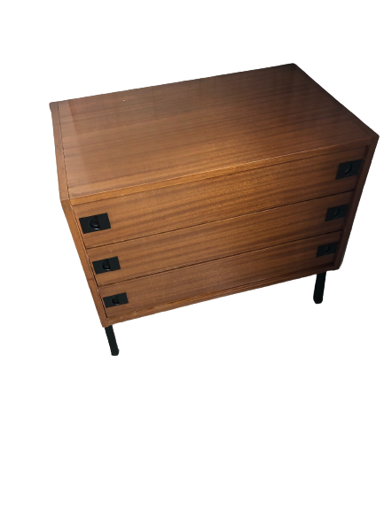 René Jean Caillette 3-drawer teak chest of drawers