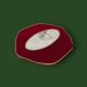 Oval wall mirror in burgundy velvet and brass – 1950s–1960s