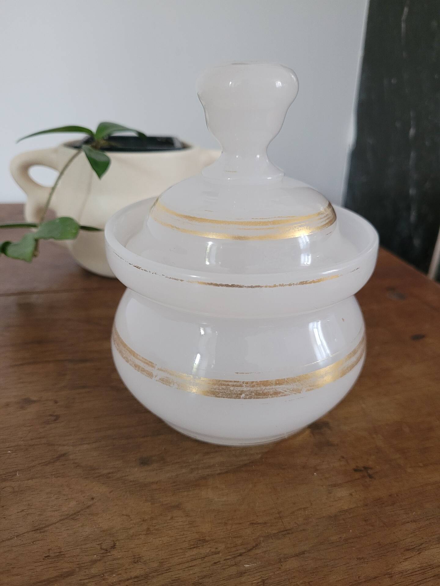 Pot with lid in opaline