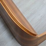 Italian 1970s Curved Walnut Bed Frame with Storage Headboard