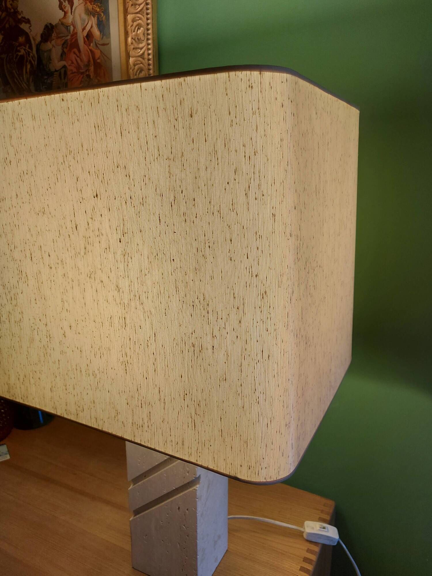 Travertine lamp foot with its original lampshade