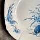 Blue ironstone hollow plate from Gien, "Birds" service, circa 1870, no. 2.