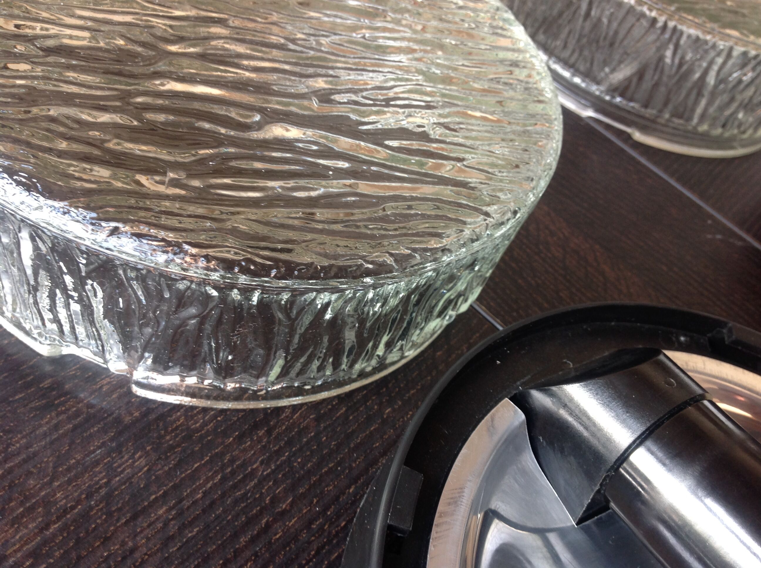 Pair of round ceiling lights in glass ice vintage 60-70s