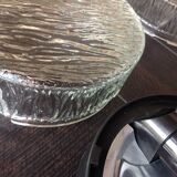 Pair of round ceiling lights in glass ice vintage 60-70s