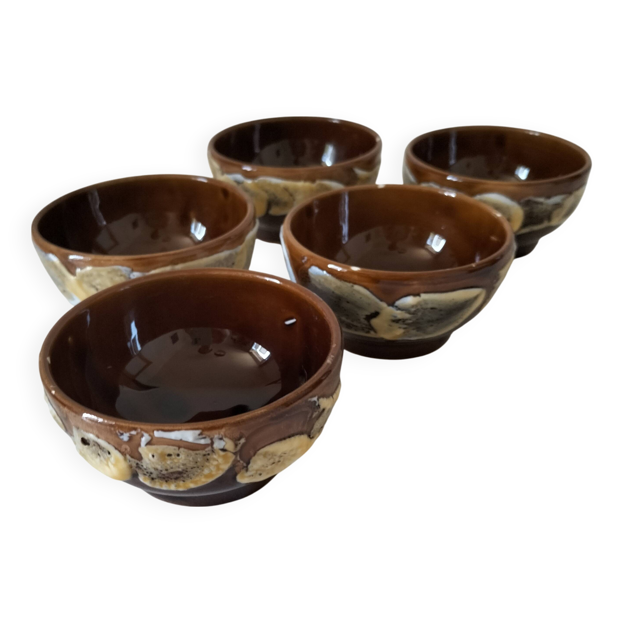 Set of 5 vintage enameled bowls – Chic terracotta ambiance