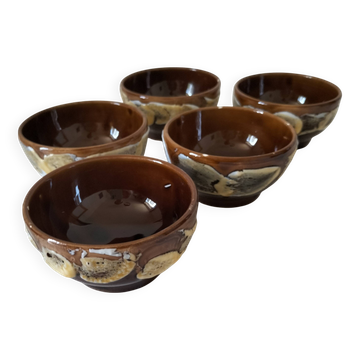 Lot de 5 coupelles vintage émaillées – Ambiance terre cuite chic