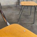 Set of 6 Czech chairs "Kovonac" school type, chrome and wood 1960