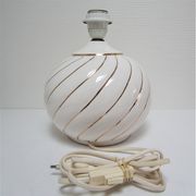 Pied de lampe céramique blanc et or design italien années 70 / 80