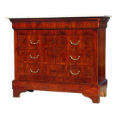 Antique mahogany chest of drawers with white marble.