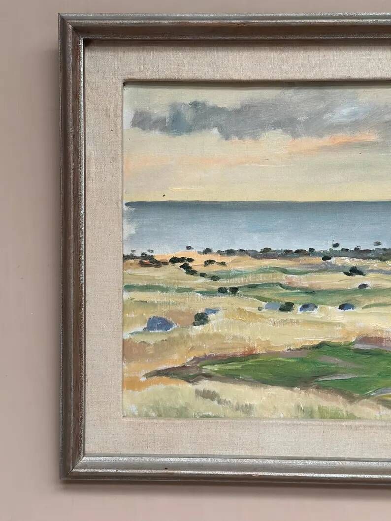 Original Swedish Oil on Canvas - "Beach of Malö" by Bo von Zweigbergk - Signed - Vintage and Framed - 55.5 x 43.5 cm (21.9" x 17.1")