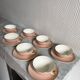 Set of seven pink Villeroy Boch porcelain cups