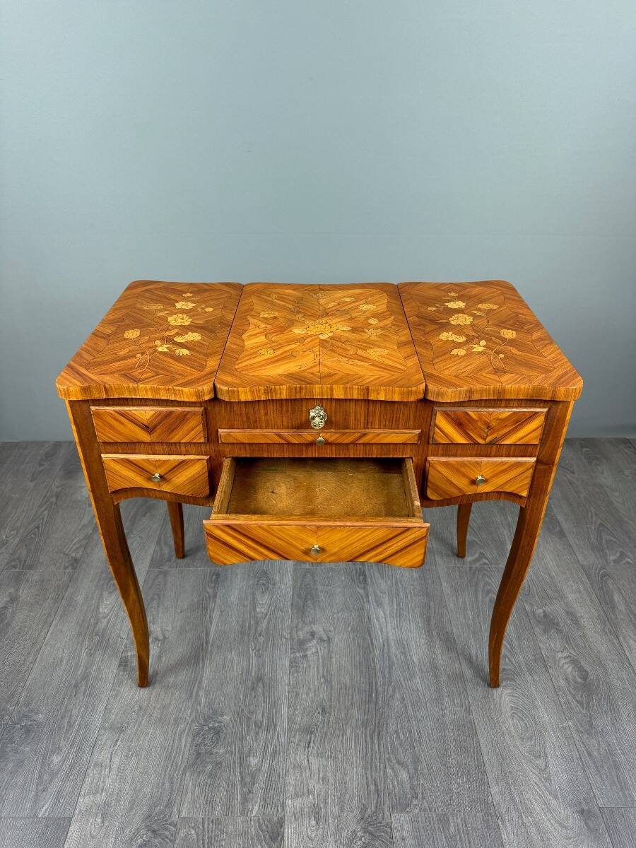 Marquetry Dressing Table, Louis XV Style, 20th Century