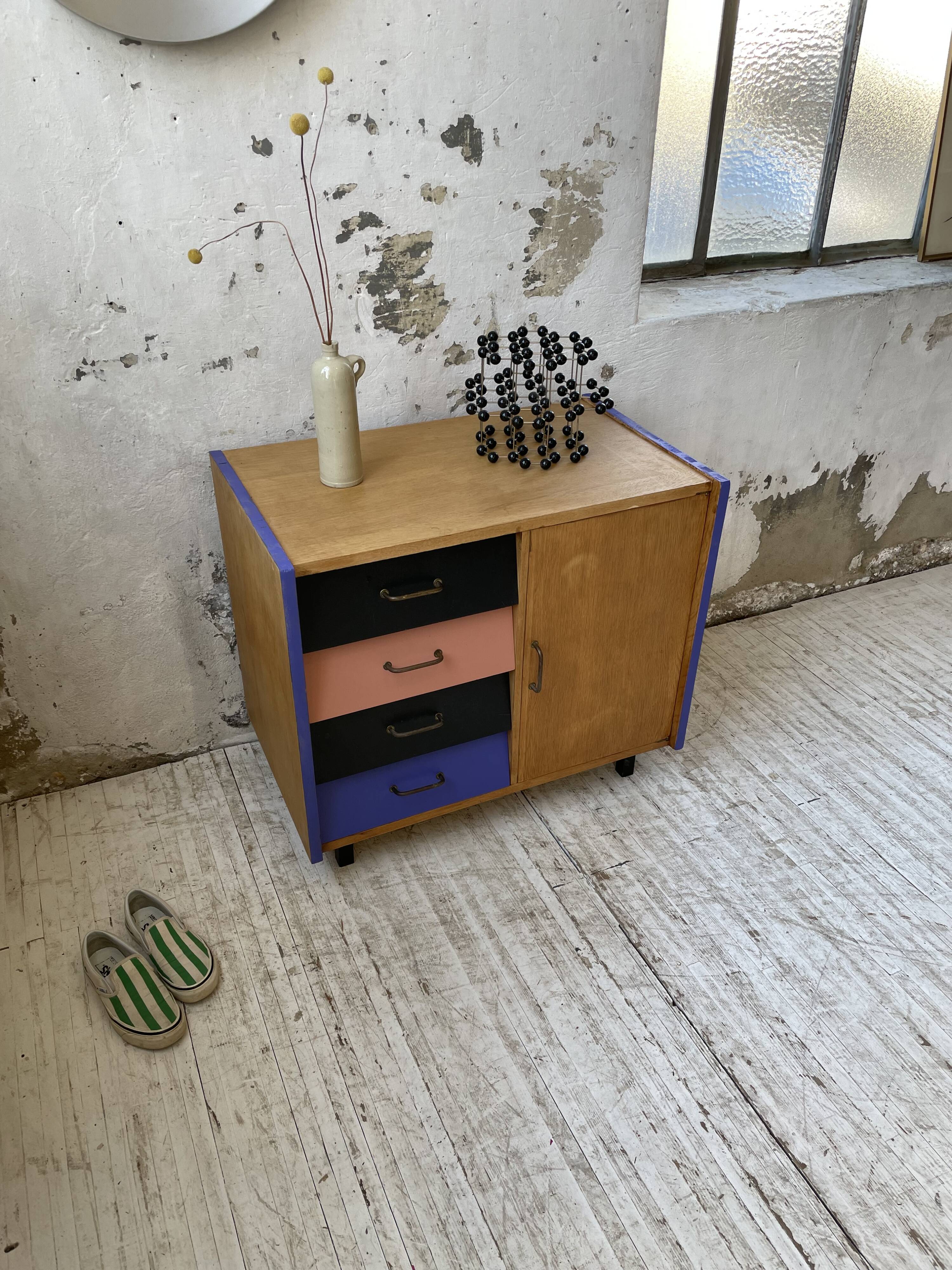 Meuble commode colorée années 60