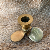 Pair of brass candle holders, helix shape
