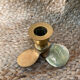 Pair of brass candle holders, helix shape