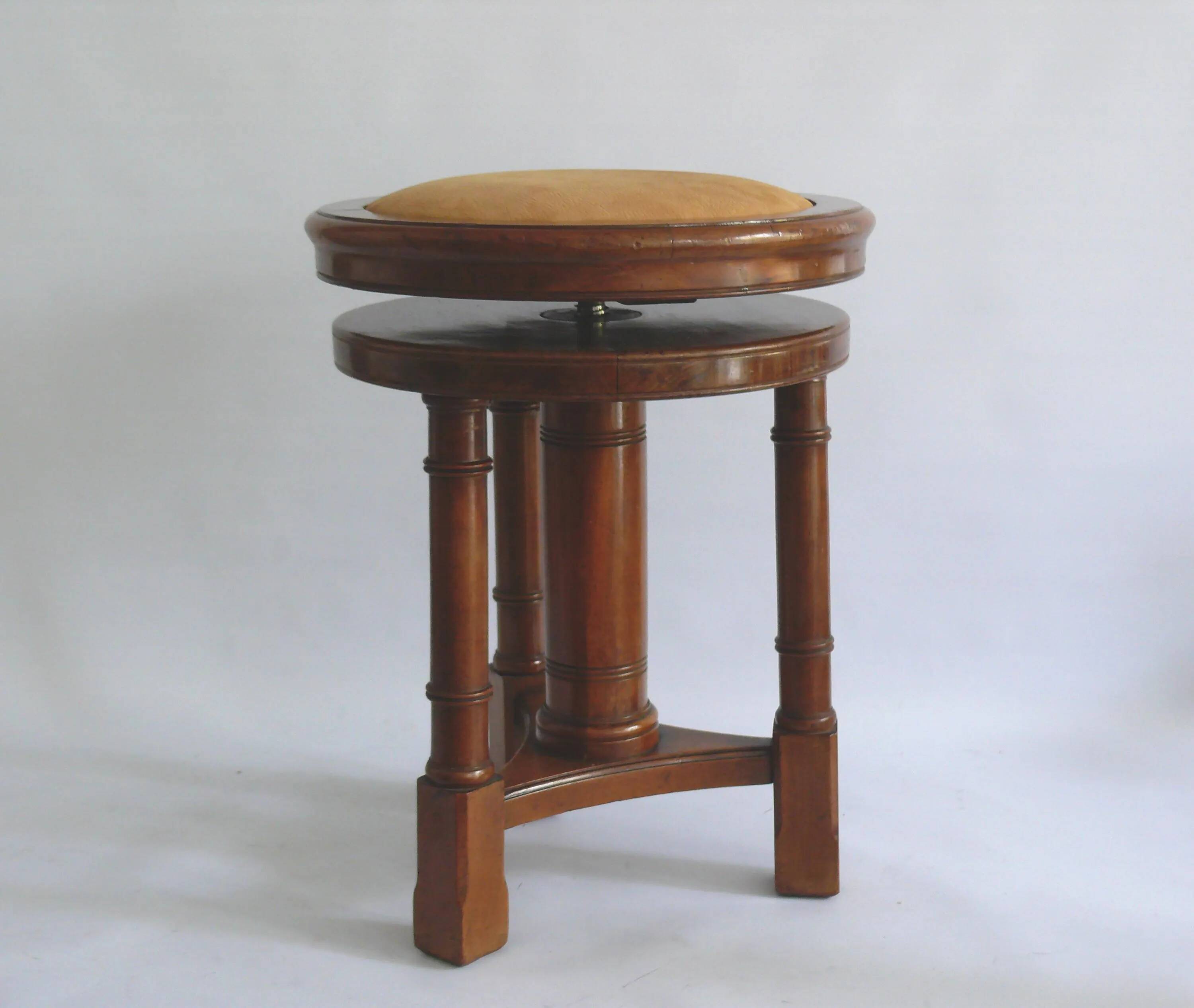 Solid wood, upholstered piano stool - Germany, first half of the 20th century