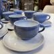 complete blue coffee service in enameled ceramic, Bernard Thiran, ca 1970