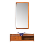 Scandinavian mid century teak mirror with a console, 1960s