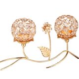 Bougeoirs à fleurs à Double tête en cristal doré, bougies de luxe pour la maison, dîners romantiques