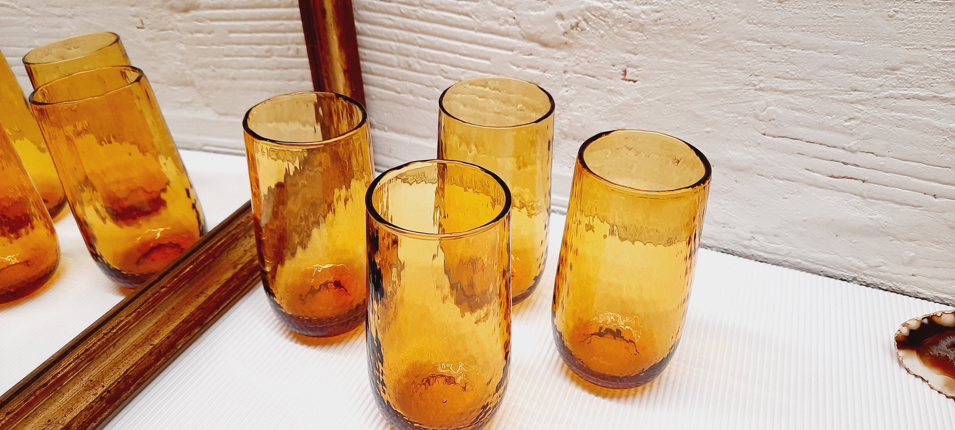Set 4 amber orangeade glasses