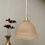 Vintage pink frosted glass lampshade pendant light