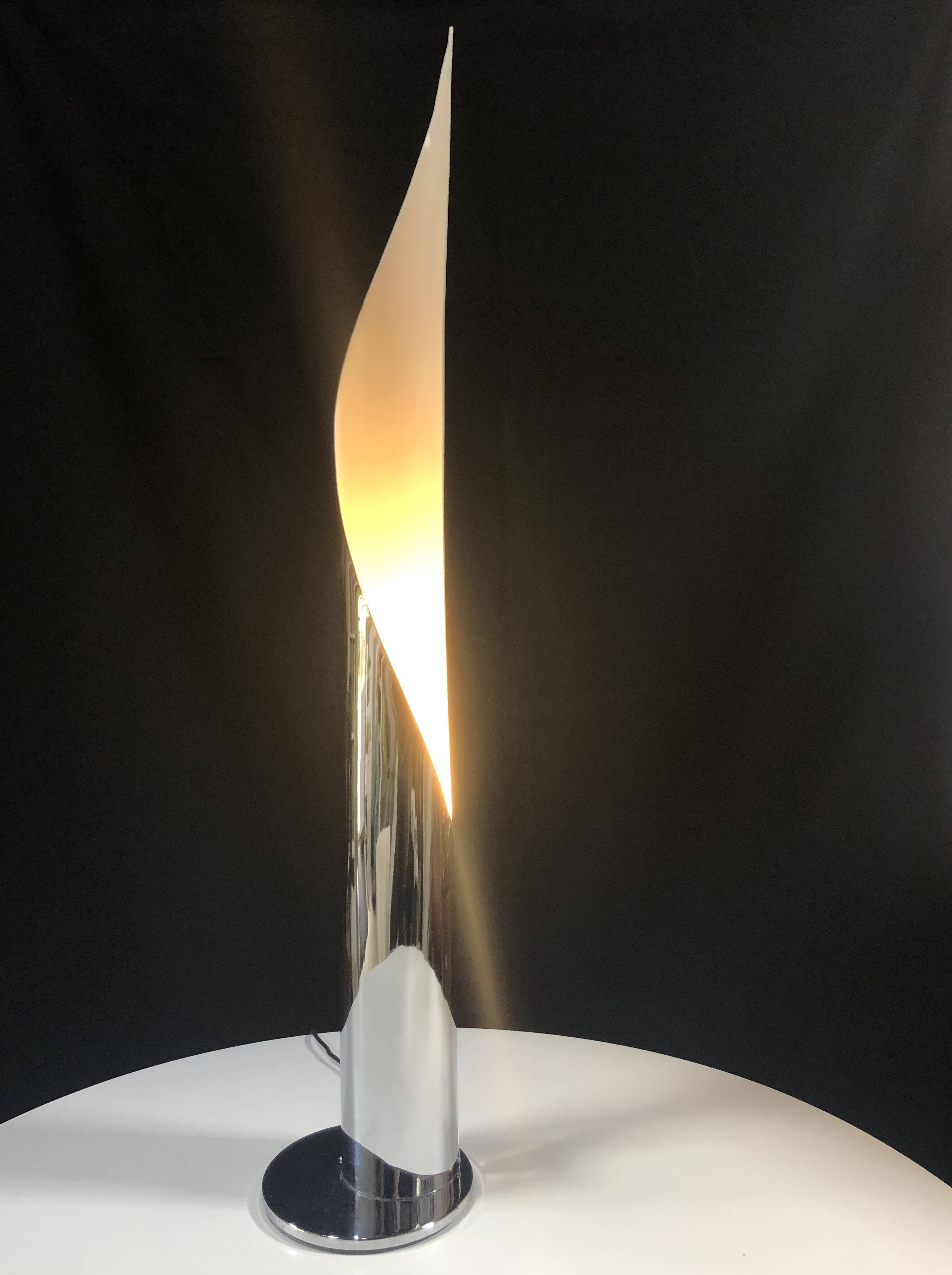 Vintage Floor Lamp • Flame • Stainless Steel • Space Age • 1970