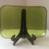 Antique Baccarat green and gold crystal tray?