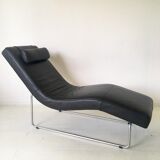 Black leather adjustable lounge chair by Rolf Benz, Basix series