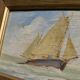 Mirror trumeau sailboat oil painting on wood
